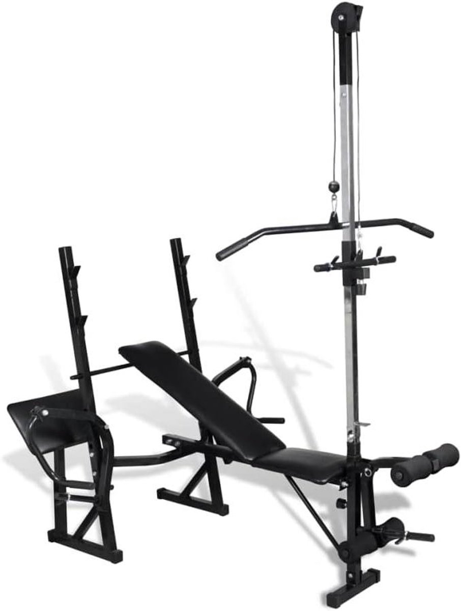 Halterbank - Trainingsbank - Krachtraining Thuis - Verstelbare Rugleuning - 182x135x205 cm - Zwart