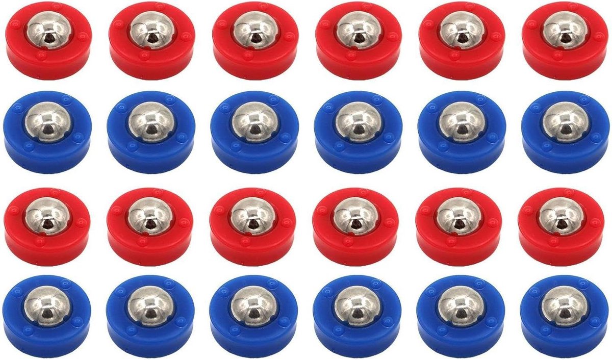 Sjoelbakpucks - Tafelspel Accessoires - Spel Verbetering - Duurzaam Staal PP - 24 Stuks - Rood Blauw
