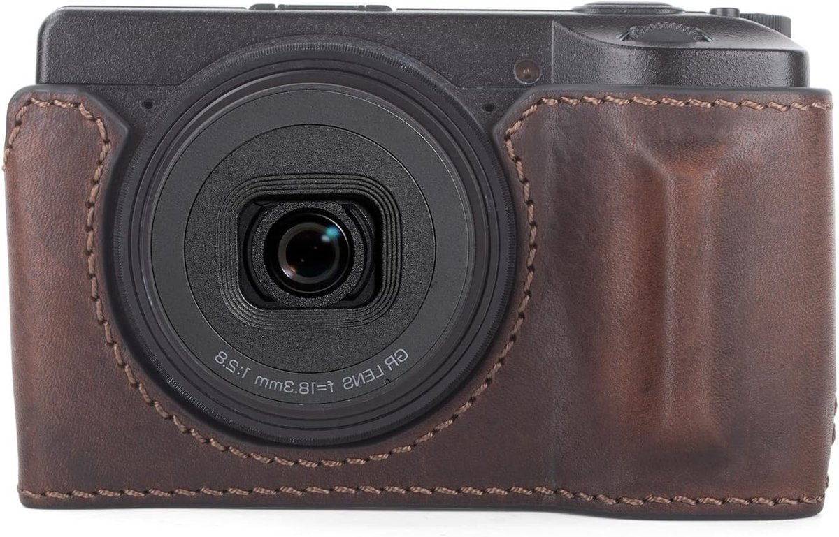 Half Case voor Ricoh GR IV en GR III, Echte Leren Beschermhoes met Onderopening en Handgreep - Geschikt voor Digitale Camera's, Bescherming en Stijl in Eén - Koffiekleur