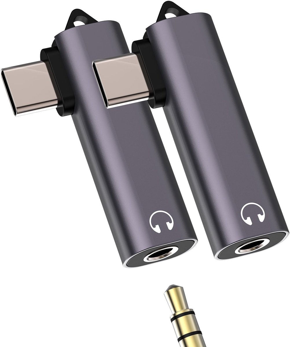 Dailygoods - 3,5mm Jack Oortelefoon Adapter Set van 2 voor USB C Apparaten
