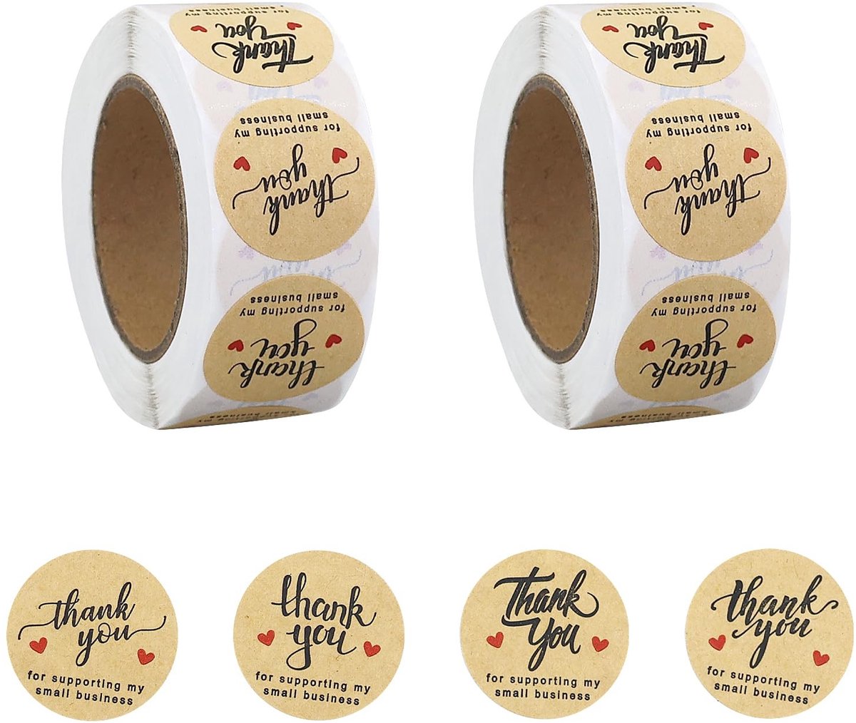 Dailygoods - Set van 2 Ronde Kraft Bedankstickers