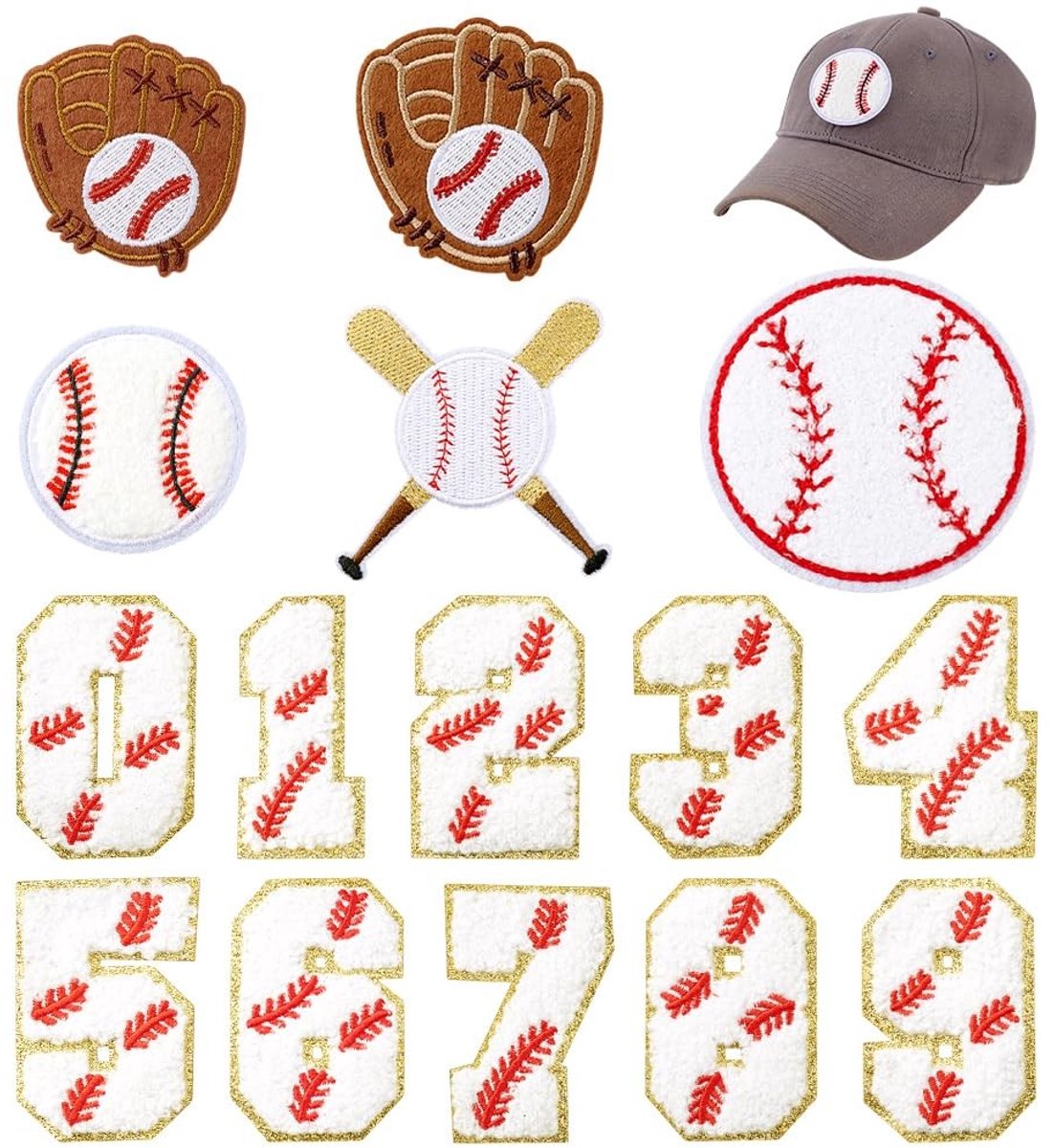 Dailygoods - Set van 15 Sportthema Honkbal Opstrijkpatches voor Creatieve Projecten