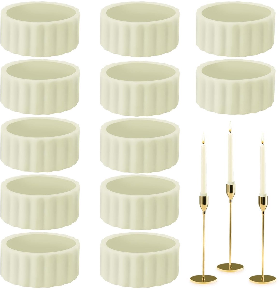 Dailygoods - Set van 12 Kegelvormige Kandelaars met Rubber Onderkant