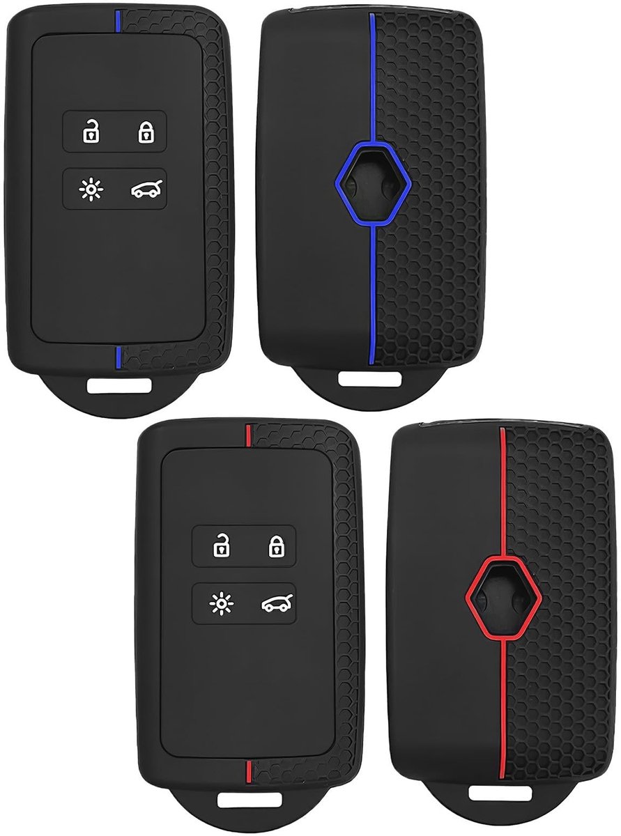 Dailygoods - Set van 2 Autosleutelhoezen van Siliconen in Blauw en Rood