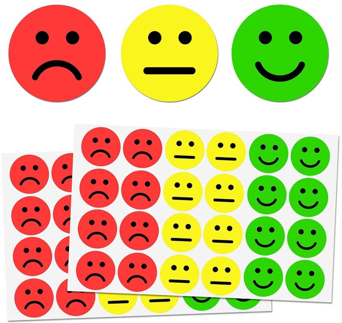 Dailygoods - Dailygoody - Smiley Stickers - Emotiestickers - Set van 600 Stuks - Rood-Geel-Groen - Voor Decoratie - Geschikt voor Kinderen