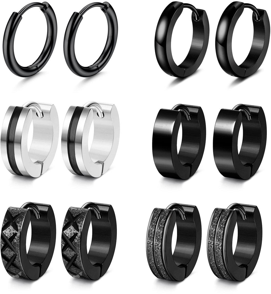 Dailygoods - Dailygoody - Roestvrijstalen Hoepeloorbellen - Klassieke Hoepels - Elegante uitstraling - Zwart - Helix en Piercings - Modieuze Accessoire - Geschikt
