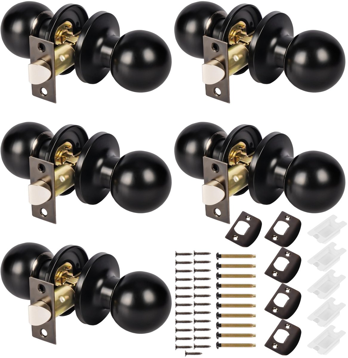 Dailygoods - Dailygoody - Matte Zwarte Keyless Deursloten - Passage Deurklink Set - Modern en Stijlvol - Geschikt voor Binnen - Universele Handgrepen
