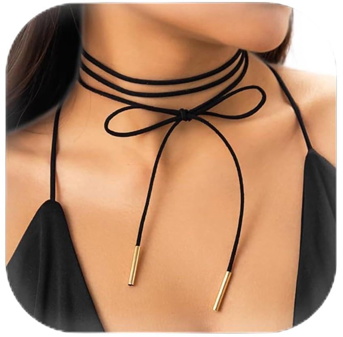 Dailygoods - Dailygoody - Lange choker ketting - Gothic halsband - Trendy accessoire voor Halloween - Zwart - Vintage stijl - Perfect voor feestjes - Uniek de