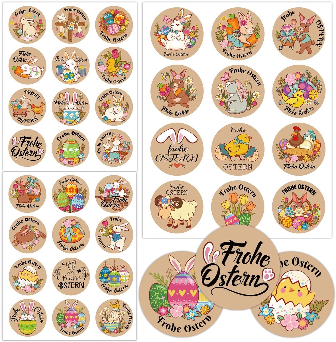 Dailygoody - Paasdecoratie - Vrolijke Paashaas Stickers - Zelfklevend - Meerkleurig - Paaseieren - Versier je Paaskaarten - Geschikt voor Papier