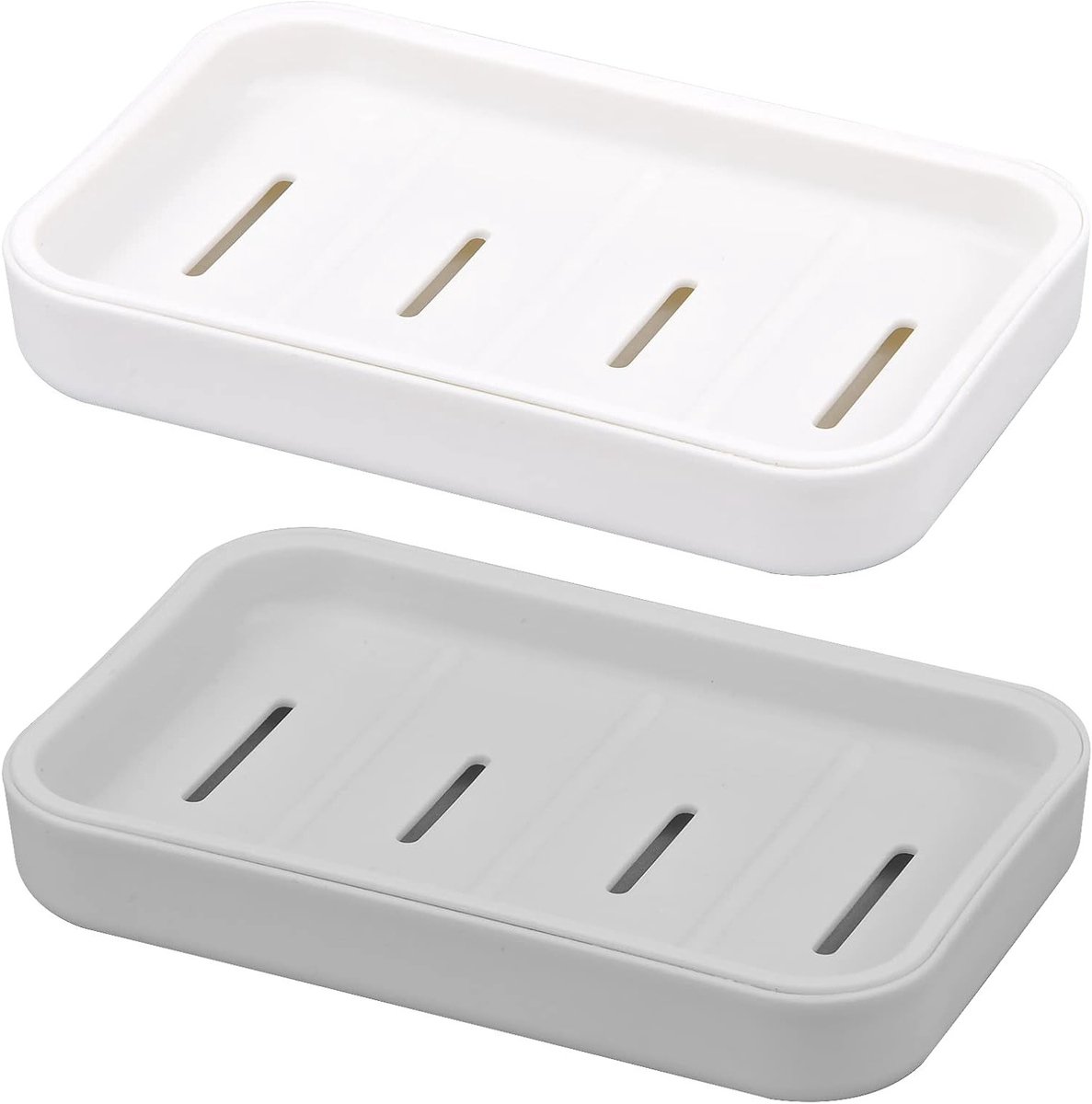 Praktische Set van 2 Dubbele Zeepdispenser met Afvoer, Antislip Plastic Zeepdish voor Badkamer, Keuken en Douche
