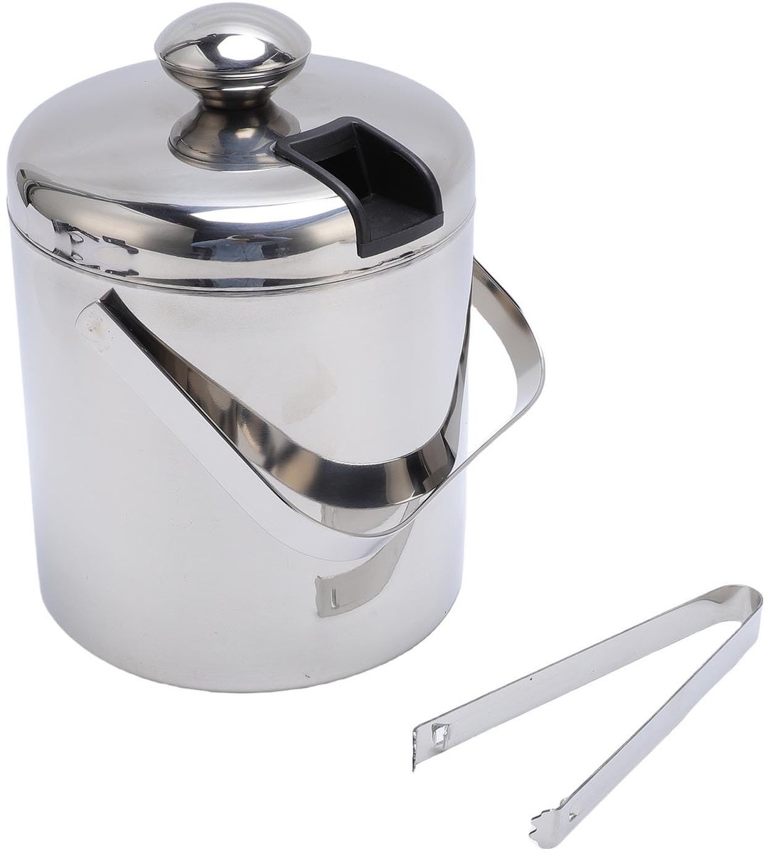 Dailygoods - Dailygoody - Dubbele Muur Ijsemmer - Roestvrij Staal - Ideaal voor Wijn en Champagne - 1,3L - Met Deksel en Tang - Perfect voor Feesten - Geschikt voo