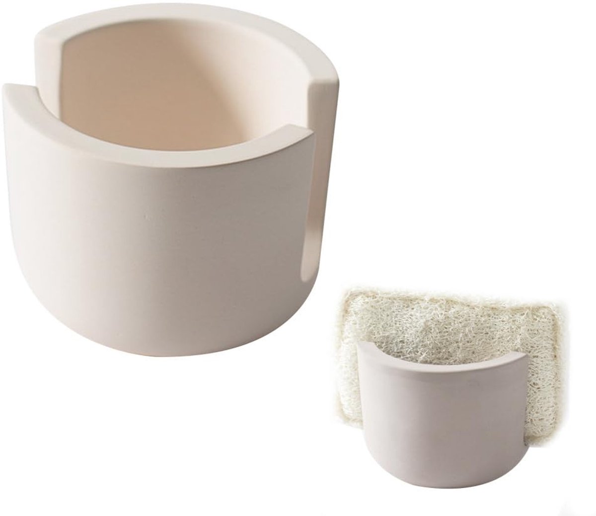 Dailygoods - Dailygoody - Droge Schotel Spons Organizer - Diatomeeënaarde Sponshouder - Snelle Waterabsorptie - Beige - Efficiënte Opslag - Ideaal voor Aanrec