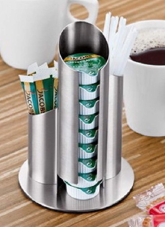 Dailygoody - Multi portiedispenser - Melkpotjes - Vaatwasserbestendig - Zilver - Suikerzakken - Perfect voor kantoor - 17,5 cm hoog van Merkloos — afbeelding 4