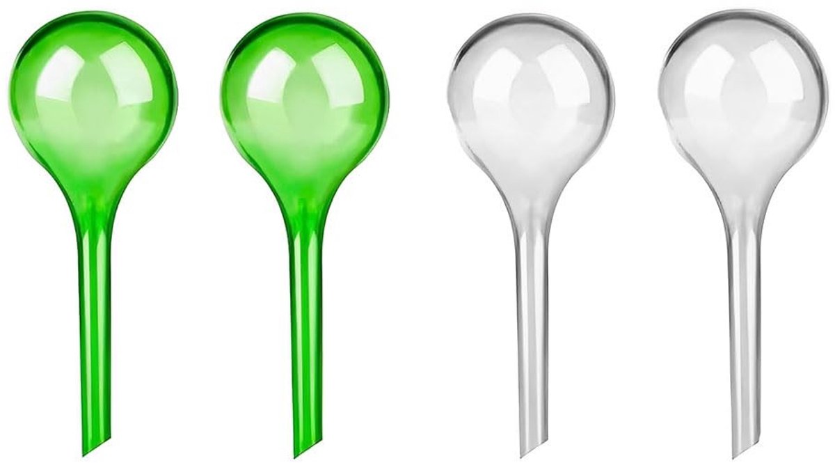 Dailygoods - Dailygoody - Kleine planten gietballen - Planten irrigatieballen - Perfect voor zelfbewatering - Wit en groen - Geschikt voor potplanten - 4 stuks