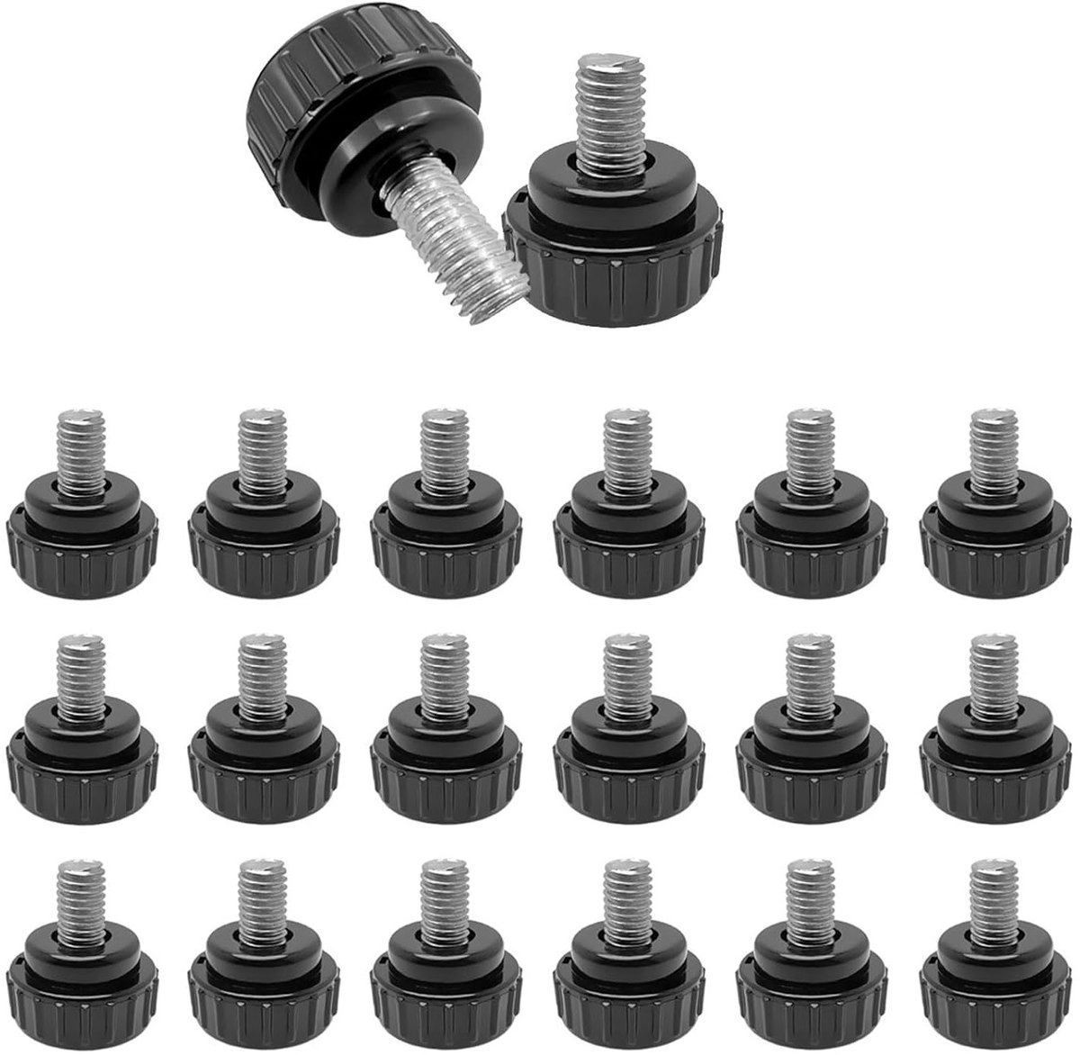 buitendraad, 20 stuks koolstofstalen schroeven, gekartelde kop, PP-greep, duimschroef voor mechanische apparaten, instrumenten, huishoudelijke apparaten
