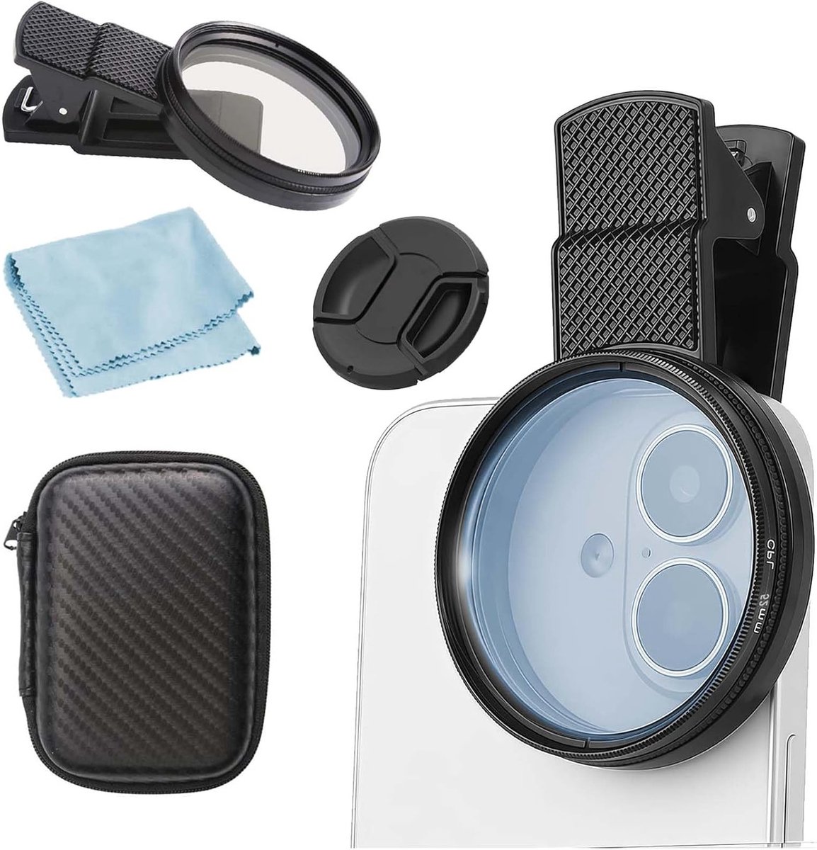 Universele 52mm Clip-On CPL Filter voor Smartphone Camera's - Polaroid Lens voor iPhone, Samsung en Android Telefoons met Draadclip