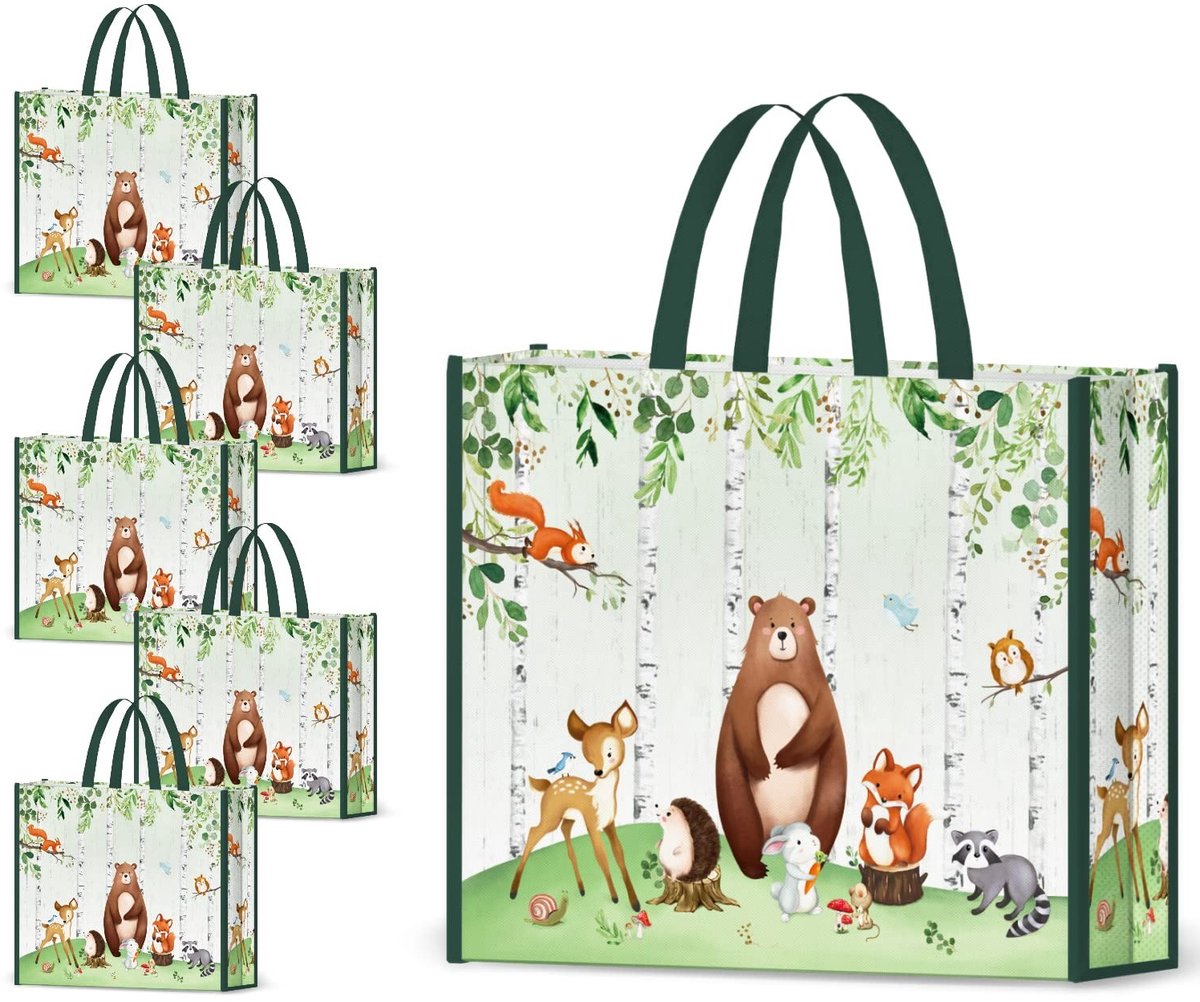 Dailygoods - Dailygoody - Opvouwbare Draagtas - Herbruikbare Boodschappentas - Milieuvriendelijk - 17,7×15×5 Inch - Traktatiezakjes - Kinderen - Dierenpatroon