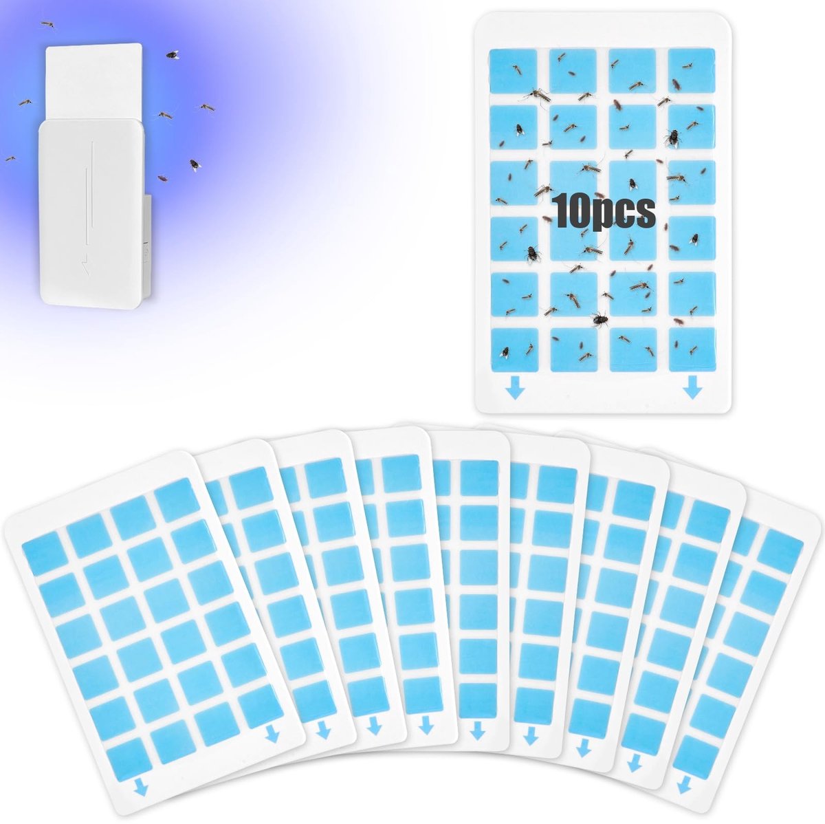 Dailygoods - Dailygoody - Navulbare Plakstrips - Plakval voor Insectenvangst - Voor Vliegende Insecten - 10 Stuks - Vervangende Plakstrips - Geschikt voor Binnenru