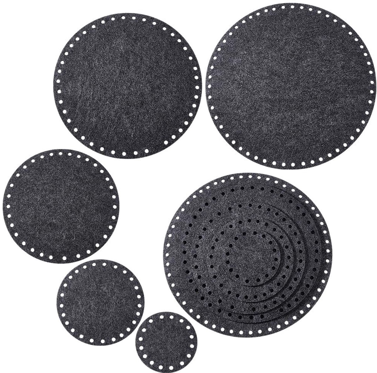 Dailygoods - Dailygoody - Vilten Mand Bodem - 10 Stuks - Ideaal voor DIY Opbergmanden - Grijs - Ronde Bodem - Perfect voor Handwerken - Geschikt voor Creatieve Klu...