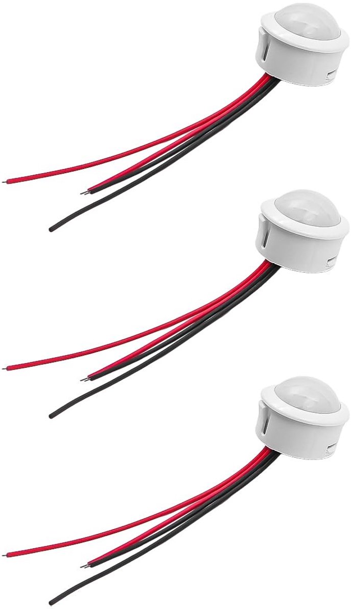 Dailygoods - Dailygoody - Bewegingssensor - Sensor met lichtregeling - Wit - 3-delige set - Voor binnen- en buitenmontage - 12-24V