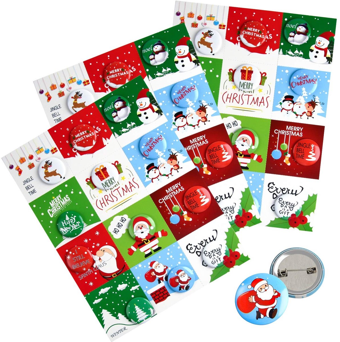 Dailygoods - Vrolijke Kerst Knop Pins - Mini Pinback Knoppen - Perfect voor Kids - Veelkleurig - Kerstfeest Benodigdheden - Ideaal voor Creatieve Acti