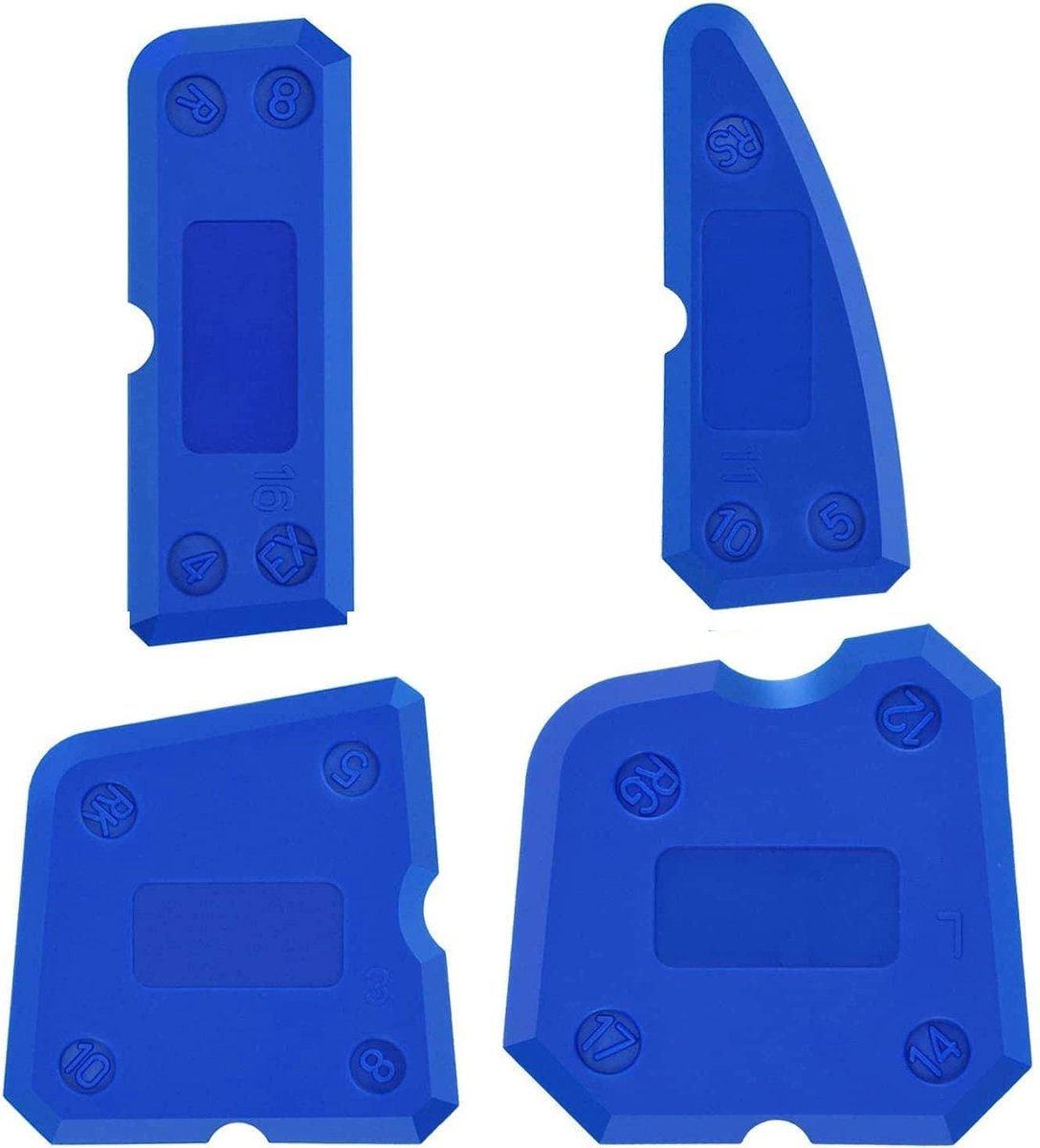 Dailygoods - Dailygoody - Siliconenkit Voeggereedschap - Voor Afdichtmiddel en Lijmwisser - Blauw - Kitgereedschap - Geschikt voor Doe-Het-Zelf Klussen - 4-Delige