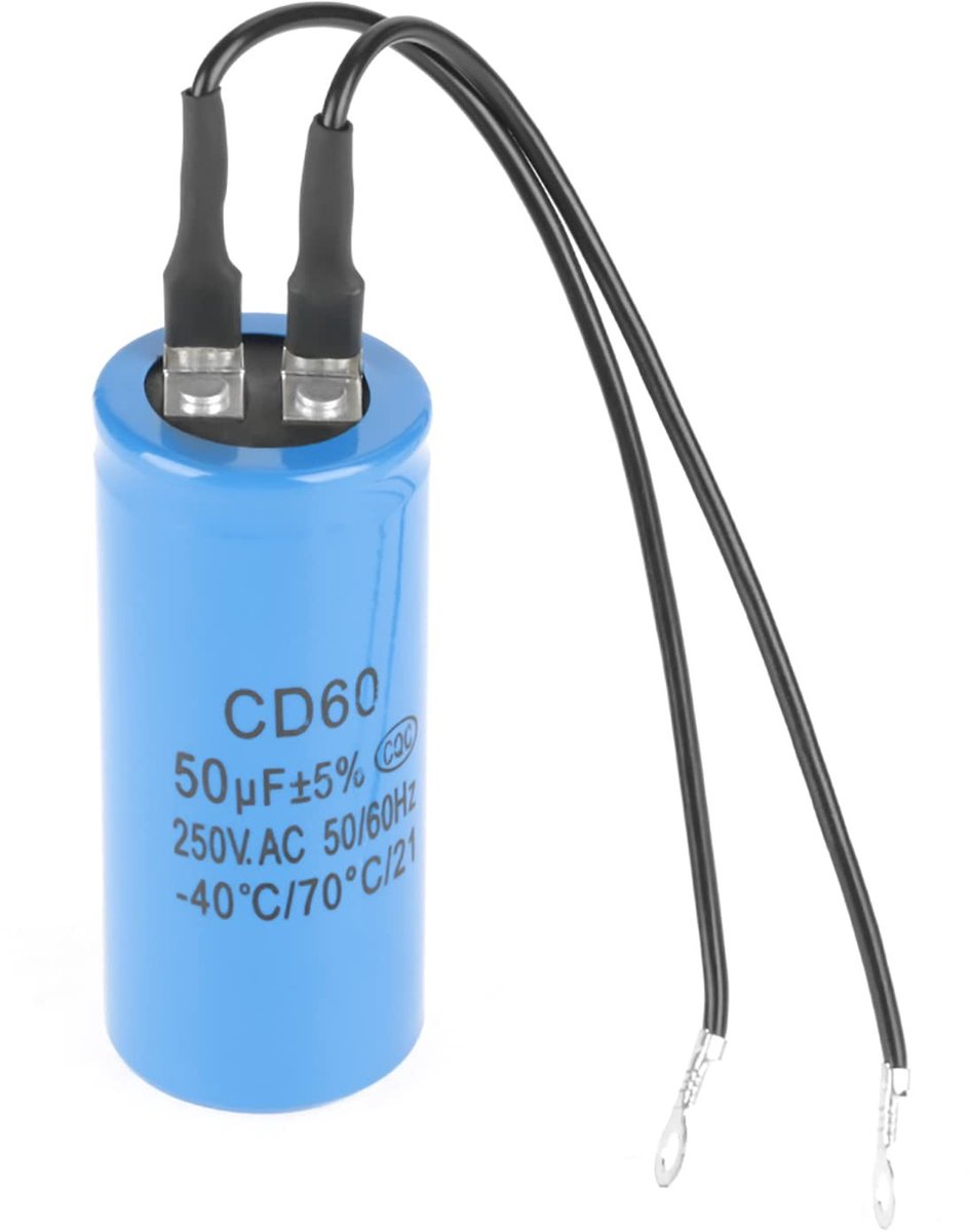 Dailygoods - Dailygoody - Condensator - 250V AC - Hittebestendig - Compact formaat - 50uF - Geschikt voor motoren en compressoren - CD60 model