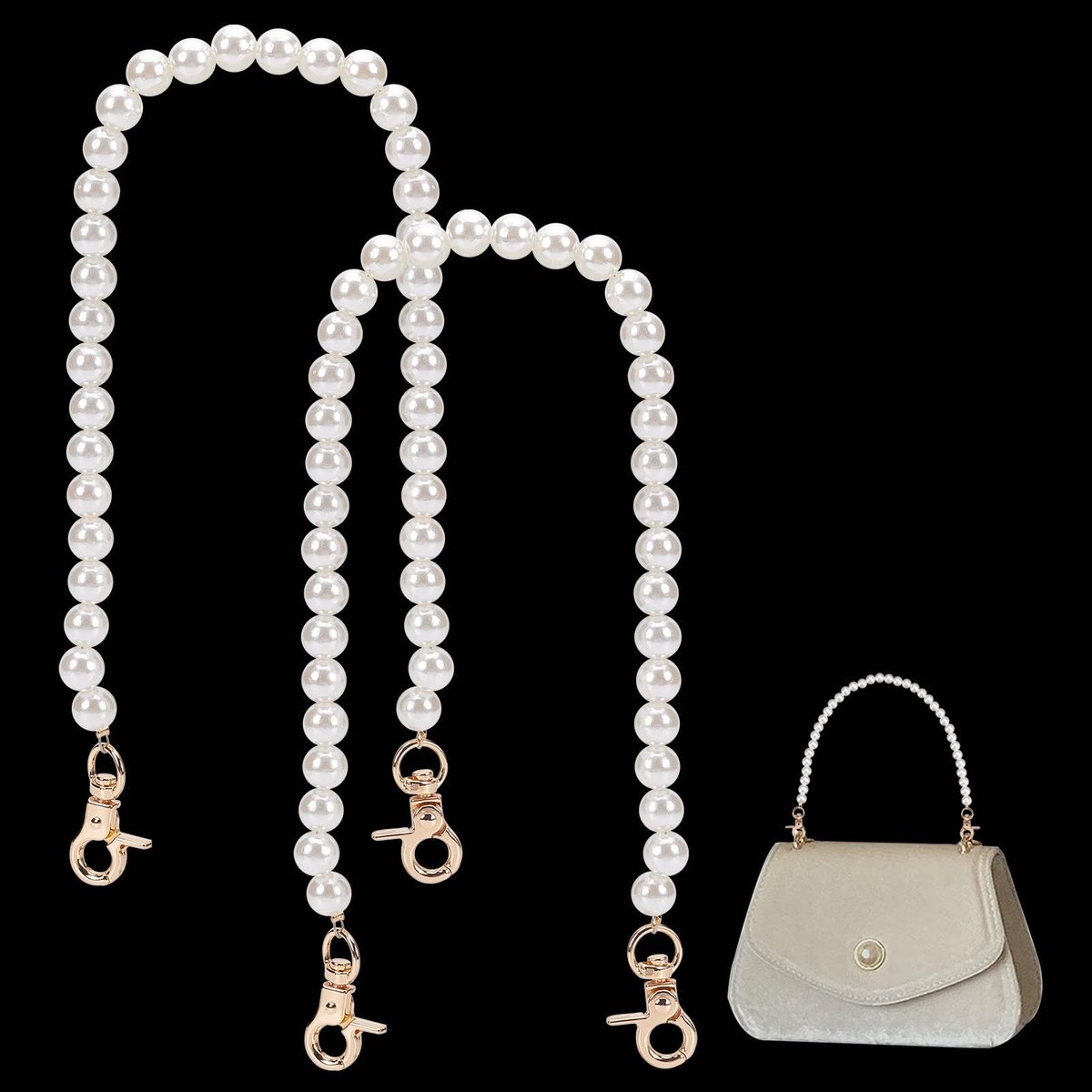 Dailygoods - Dailygoody - Parel Kraal Tas Kettingen - Imitatie Parel - Korte Handtas Handgrepen - 41cm - Tas Decoratie - Portemonnee Clutch - Draagtas