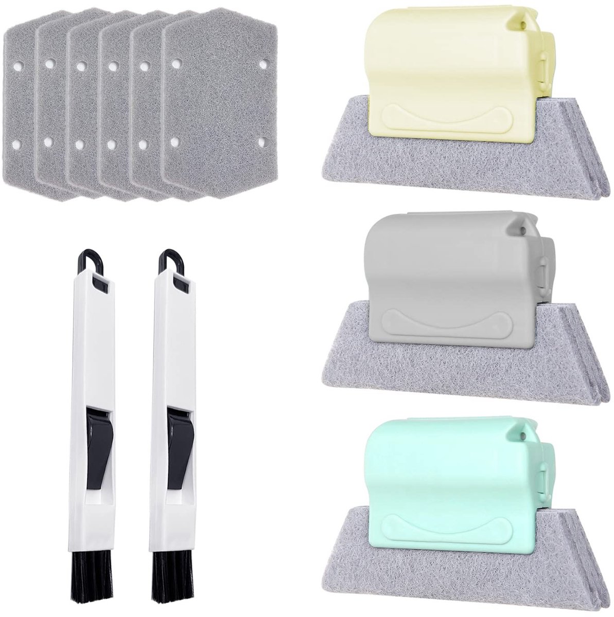 Dailygoods - Dailygoody - Reinigingsborstels - Raamsleuven - Handreinigingsgereedschap - Meerkleurig - Reservewattenschijfjes - Perfect voor deurrails - Inclusief .