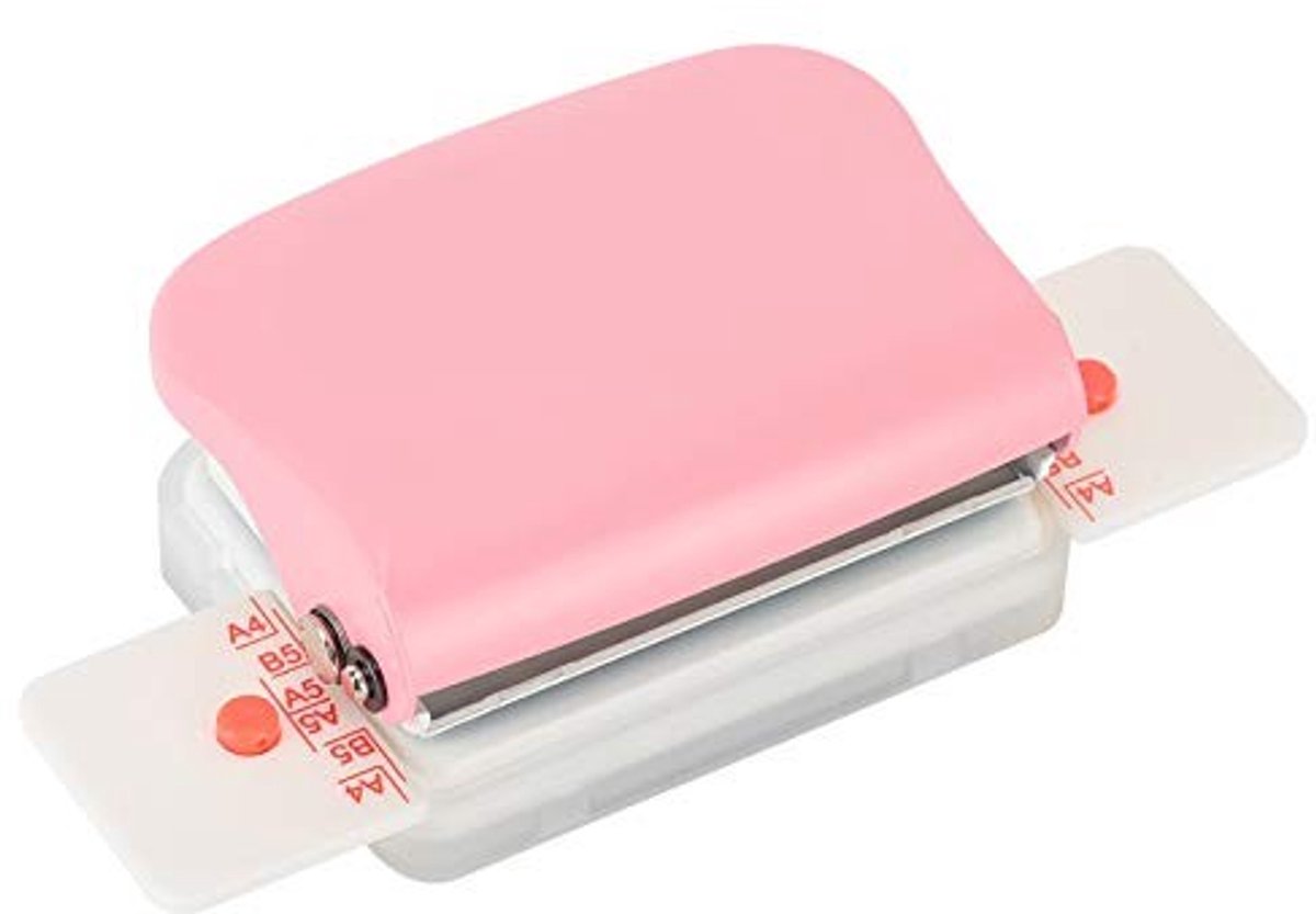 Dailygoods - Dailygoody - Paper Hole Punch - Handmatige Perforator - 5 Scheppen Capaciteit - Roze - Ideaal voor Thuisgebruik - Geschikt voor A4 A5 B5 - Kleur Roze