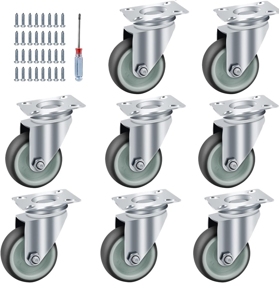 Dailygoods - Dailygoody - Heavy Duty Wielen - Transportwielen - Duurzaam en weerbestendig - 50 mm - Meubelwielen - Geschikt voor binnen en buiten - 8 stuks