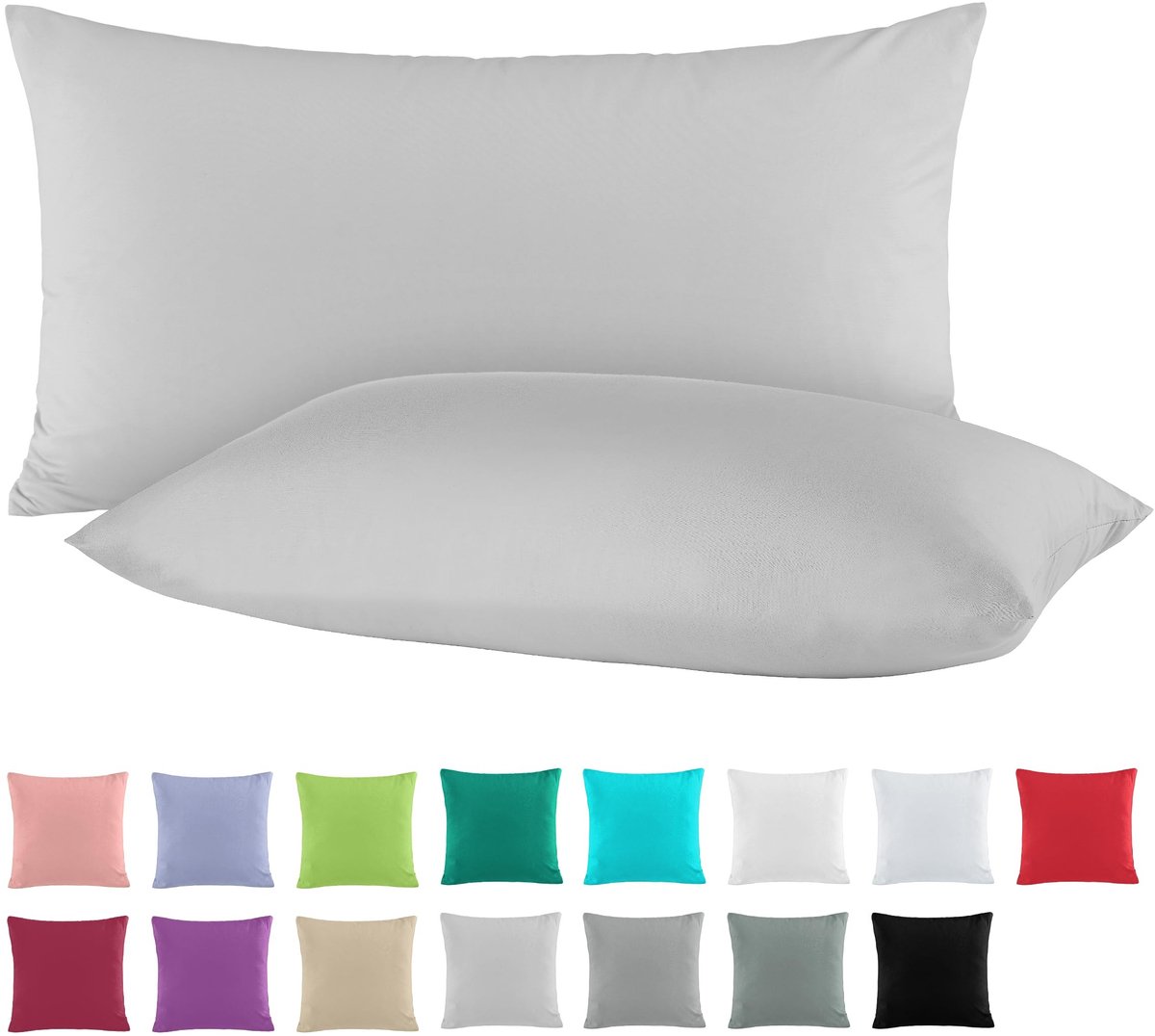 Dailygoods - Dailygoody - Kussenslopen - Dubbelpak 40x60 cm - Huidvriendelijk - Katoenen kussenhoezen - Grijs - Perfect voor slapen - 100% katoen