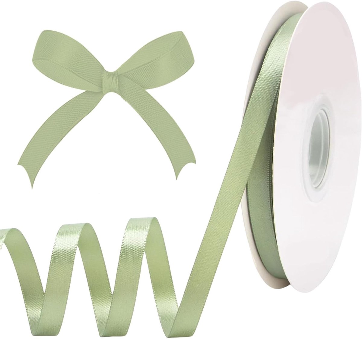 Satin Geschenkribbon in Saliegroen, 6 mm, 95 cm voor Bruiloften, Verjaardagen en Decoratieve Creaties