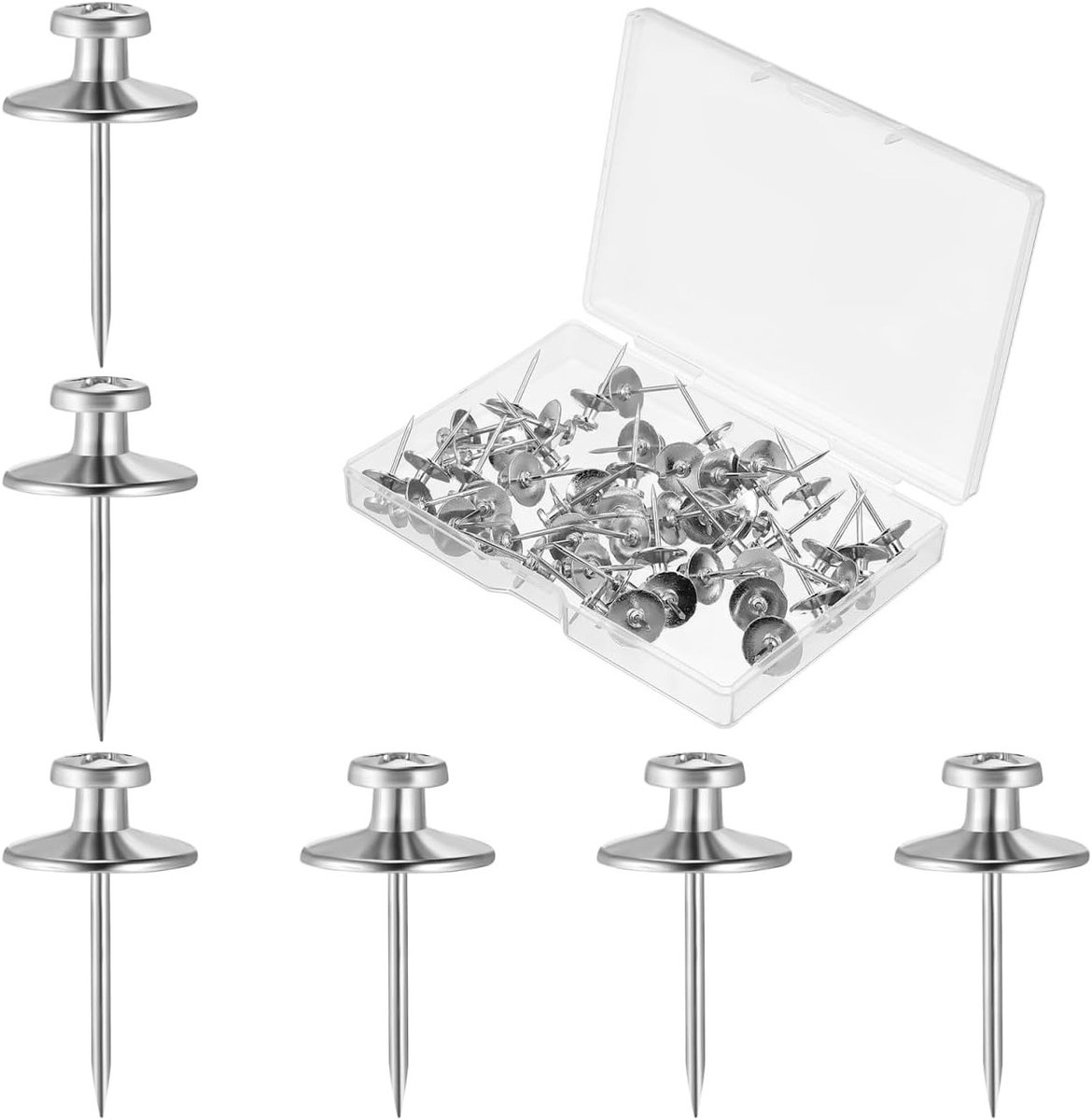 Set van 50 dubbele spijkers voor foto's, zilver, zinklegering, ideaal voor het ophangen van fotolijsten, posters en wanddecoratie op hout en gipsplaat