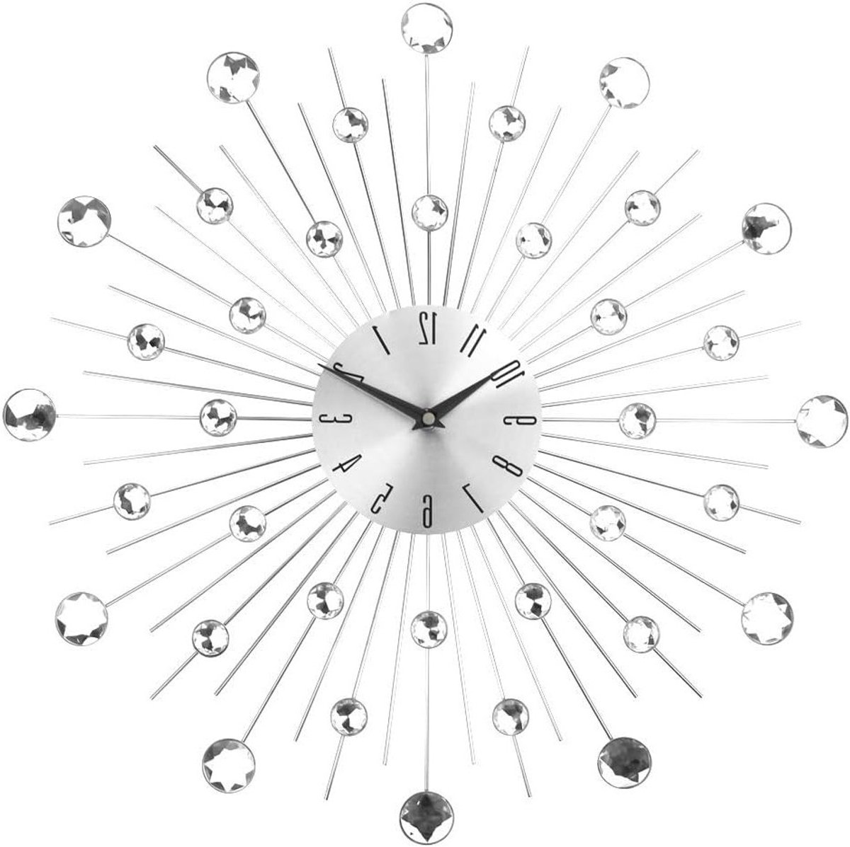 Stijlvolle Diamanten Wandklok, Grote Stille Klok met Arabische Cijfers voor Woonkamer, Slaapkamer en Keuken Decoratie (50cm / 20inch)