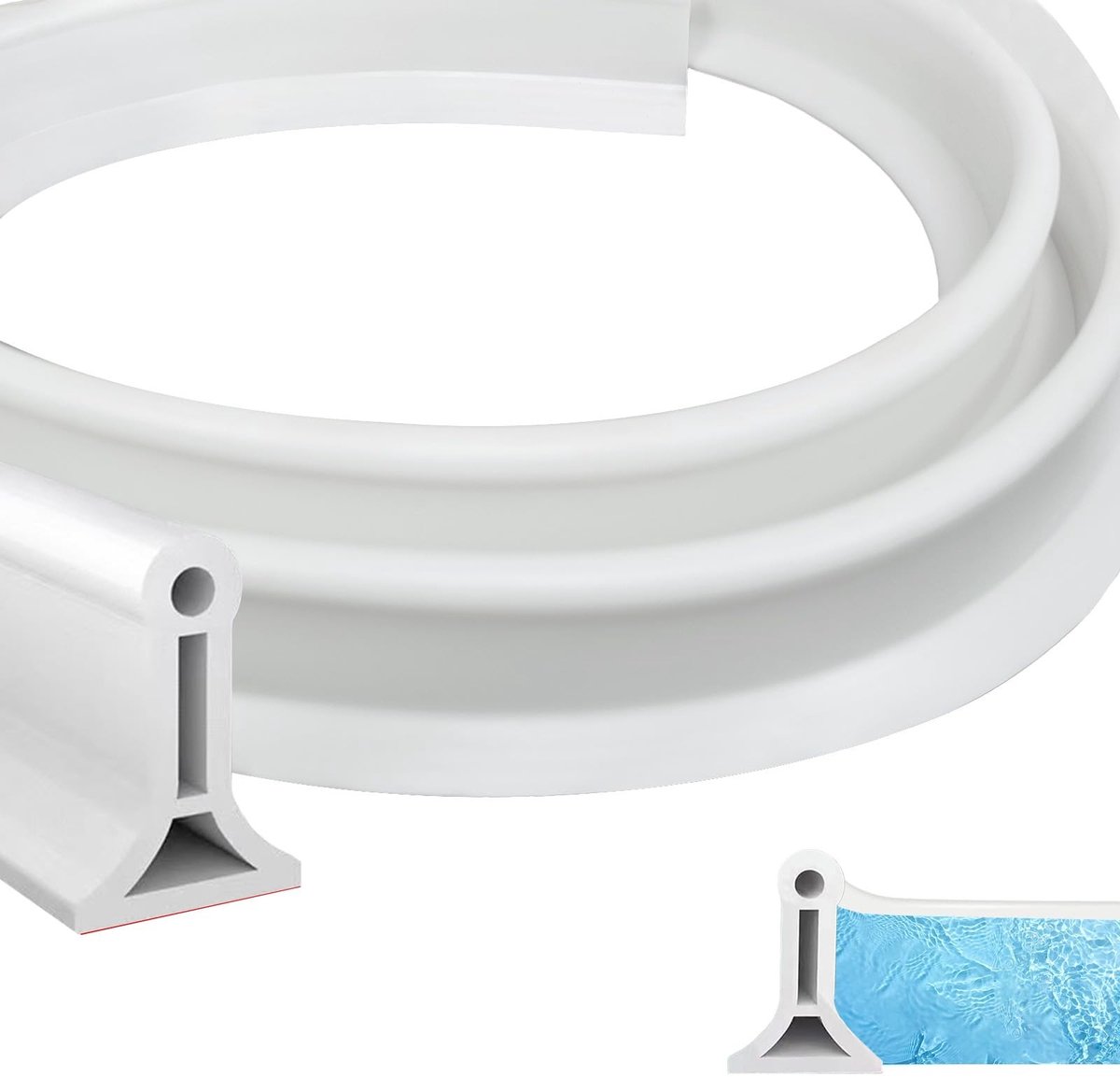 Dailygoody - Waterbeschermingsstrip - Doucheafdichtstrip - Zelfklevend en flexibel - Wit 200 cm - Waterstop voor badkamer en keuken - Geschikt voor dr...