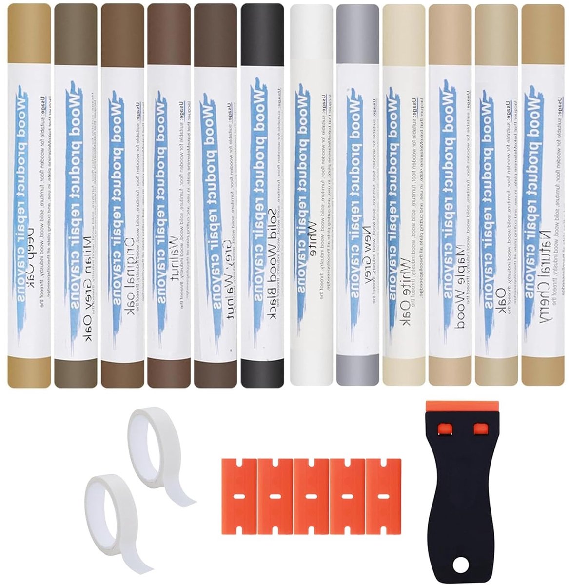 Reparatieset voor Parket en Houten Vloeren, 12 Kleuren Houtplamuur en Vulmiddel voor Meubels en Tegels