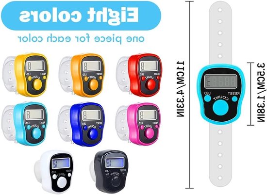 Digitale LED Vinger Telmachine - 8 Stuks Mini Handtelapparaat voor Sport, Inventaris en Golftraining — afbeelding 5