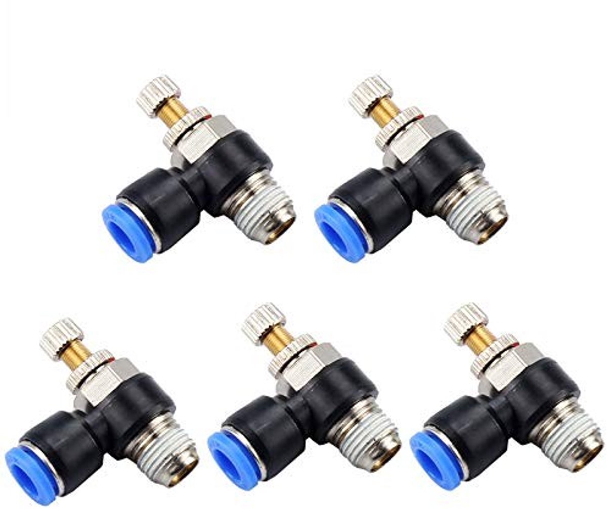 Dailygoody - Pneumatische Gasklep - Snelkoppeling - 5 Stuks - Push-in Snelheidsregelaar - Voor Automatiseringsapparatuur - SL4-01