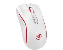 HXSJ A869 Bedrade Gaming Muis – 3200 DPI – RGB Verlichting – Ergonomisch – Programmeerbare DPI – USB Gaming Mouse – Wit