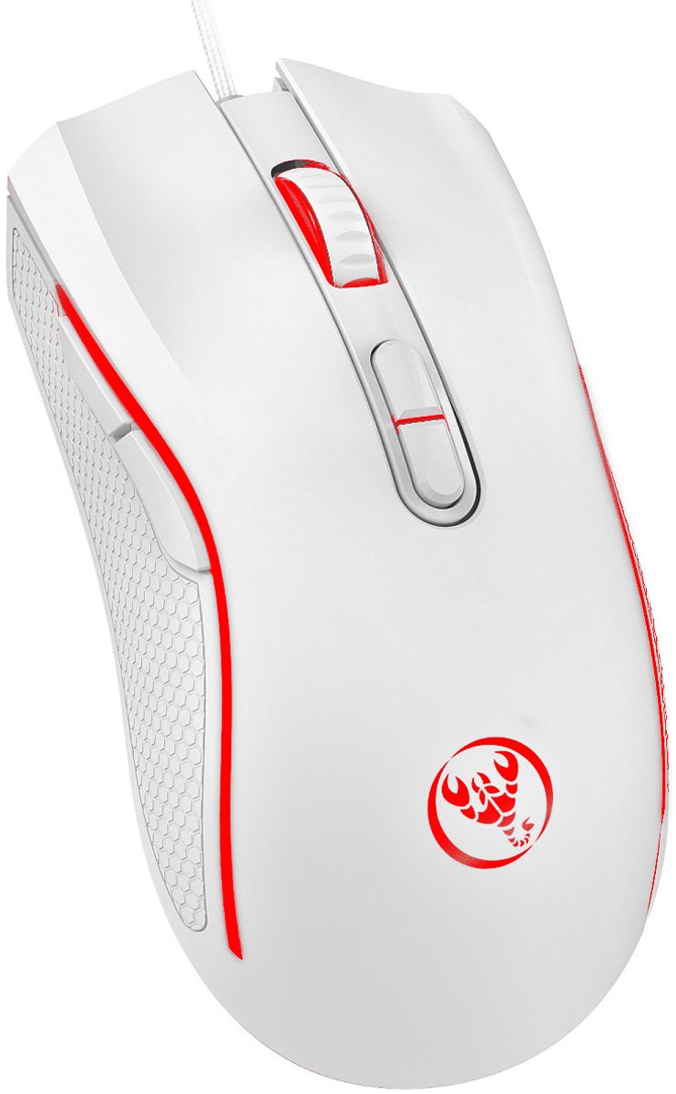 HXSJ A869 Bedrade Gaming Muis – 3200 DPI – RGB Verlichting – Ergonomisch – Programmeerbare DPI – USB Gaming Mouse – Wit