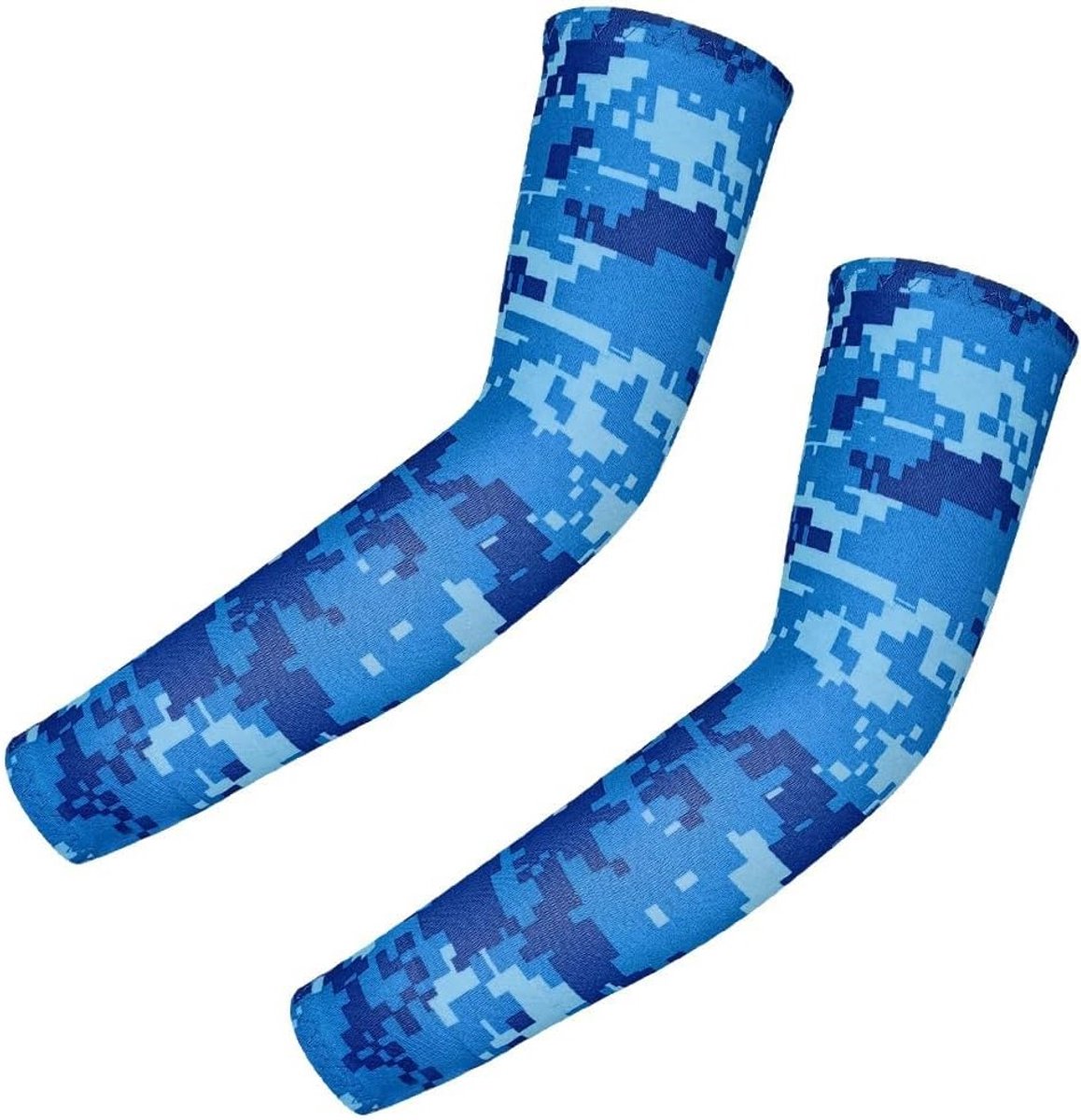 Kids Arm Sleeves voor UV-bescherming en ademend comfort voor jongens en meisjes - Zomer armwarmers voor fietsen, hardlopen en buitensporten, Camo blauw, maat S (4-6 jaar)