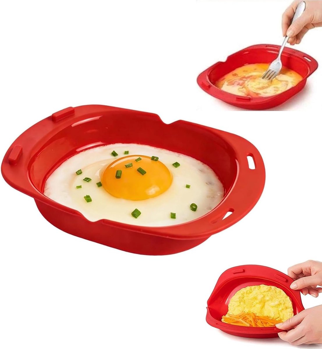Omelet Maker van Siliconen voor Magnetron, Anti-aanbak Bakpan voor Eieren, Eenvoudige Keuken Gadget voor Ontbijt en Snacks, 1 Stuk