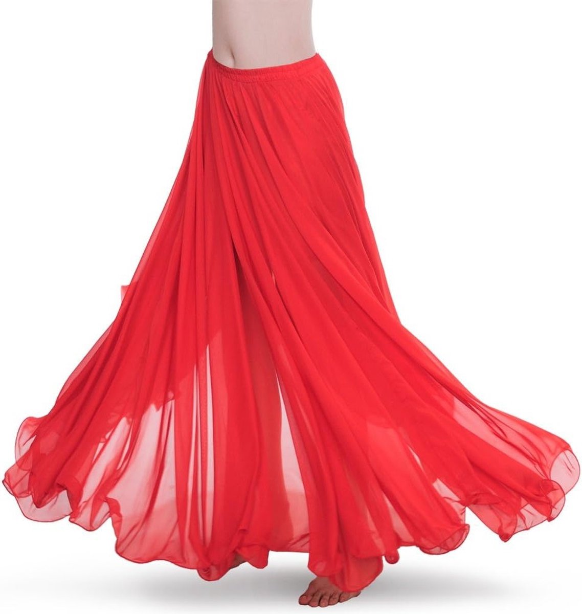 Maxi Voile Belly Dance Rok voor Dames - Chiffon Tribal Skirt met 720 Graden Swing voor Training en Optredens