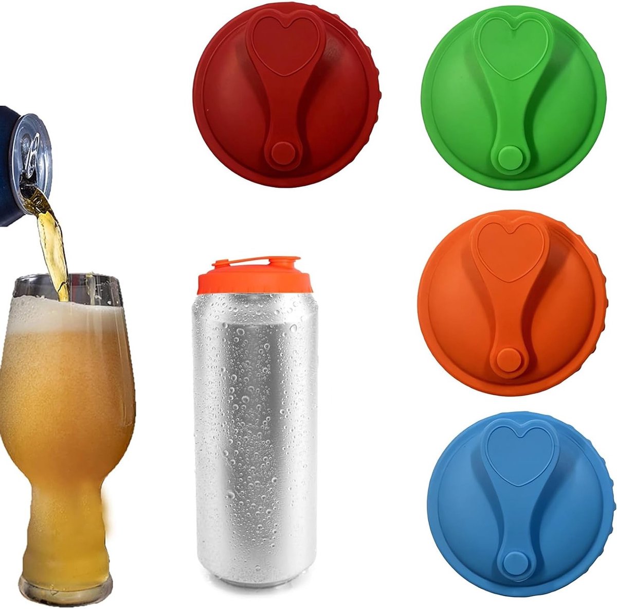 Kleurige Herbruikbare Deksel voor Blikjes, Siliconen Drinkdeksel, Geschikt voor de Meeste Blikjes en Bier