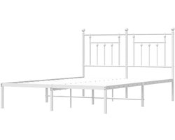 Metalen Bedframe - Ledikant Tweepersoons - Slaapkamer Meubel - Robuuste Constructie - 140x200 cm - Wit