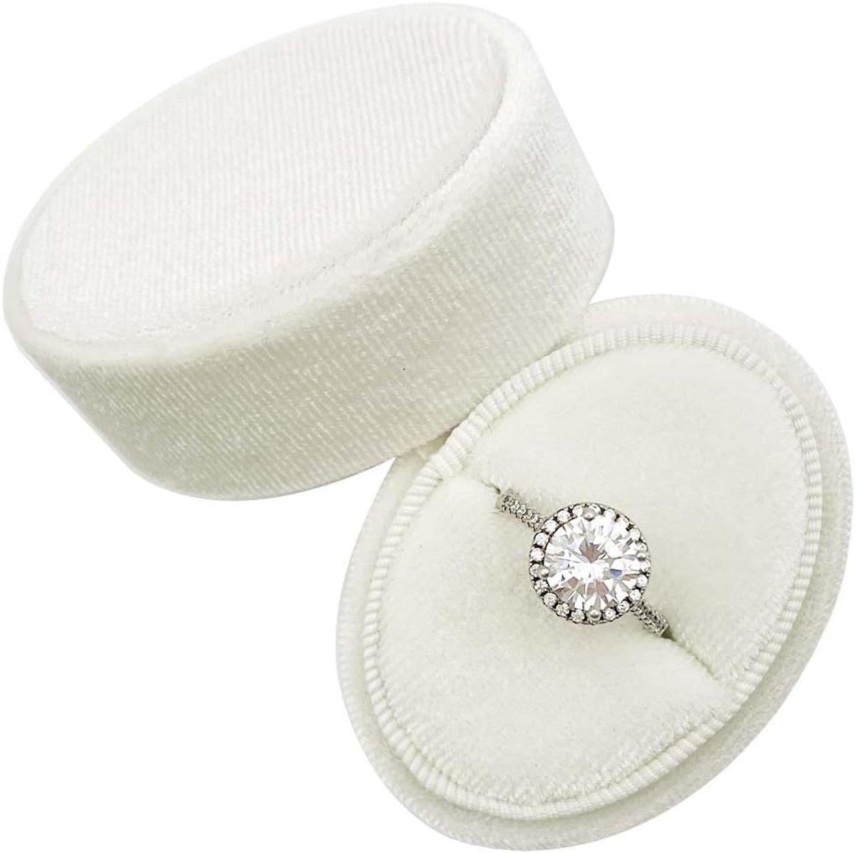 Ringendoosje - Juwelendoosje Opslag - Huwelijksaanzoek Presentatie - Handgemaakt Vintage Design - Beige