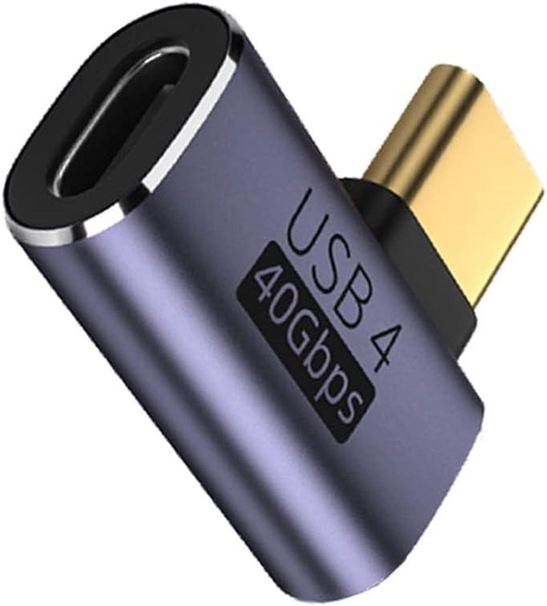 USB4 Adapter - Type C Hoek - Data Video Laden - 40 Gbps 8K 100W - 12x11x2 cm