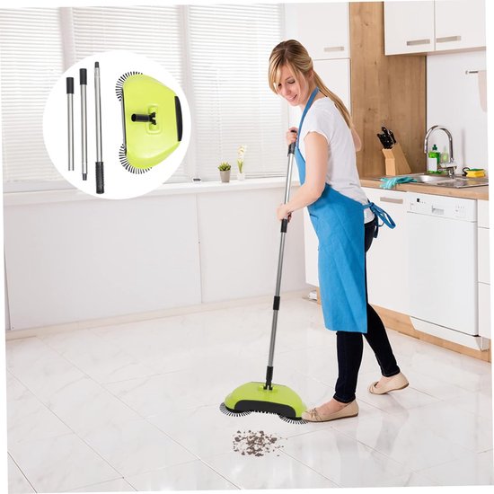 Handmatige Vloerreiniger - Veegmachine Stofzuiger - Snel Huis Schoonmaken - Verstelbare Lengte - 39x19 cm - Groen van Merkloos	 — afbeelding 3
