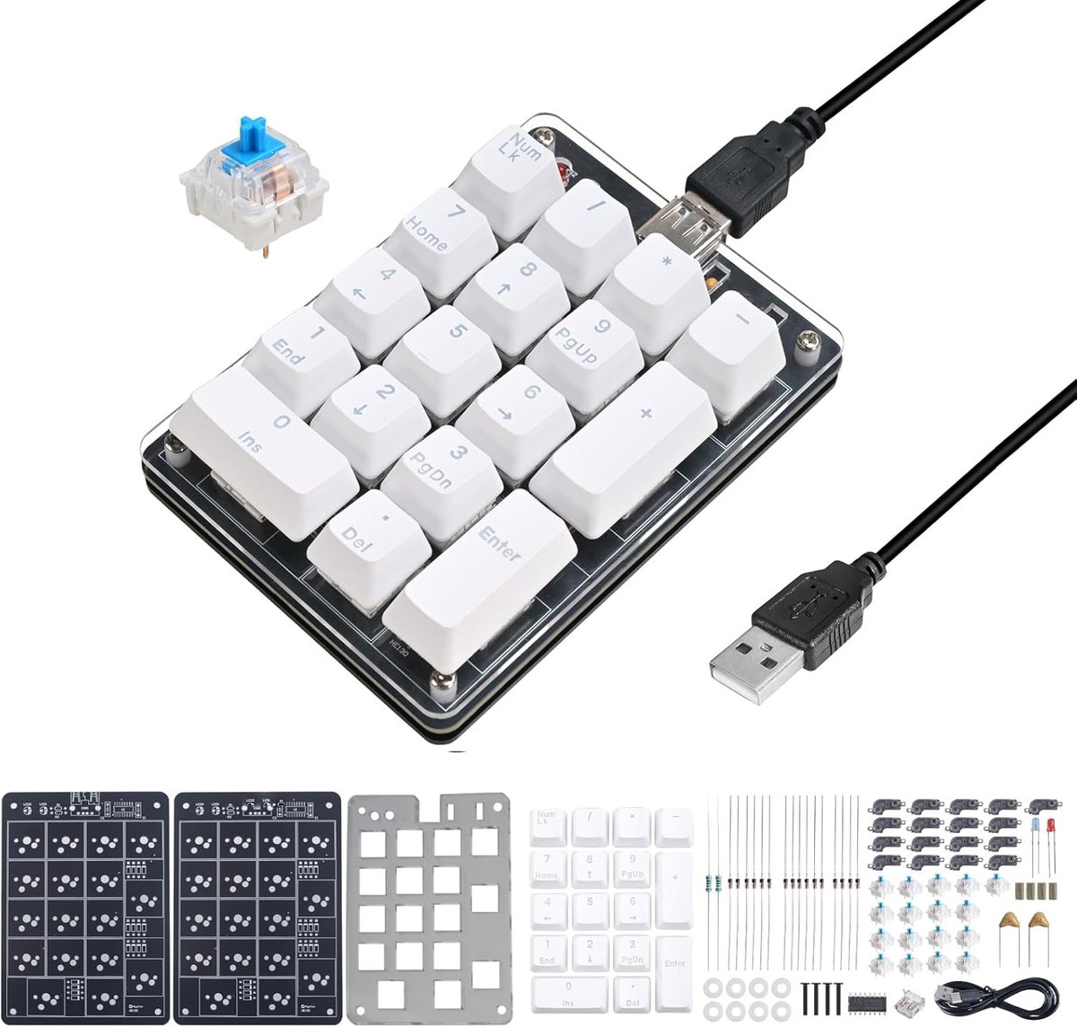 Zelfbouw Numpad - Mechanisch Toetsenbord - Efficiënt Cijferen - Compact Ontwerp - 15x10x4 cm